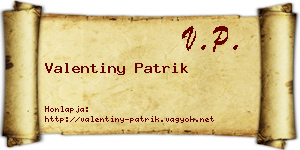 Valentiny Patrik névjegykártya